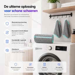 BOTC Schoenwaszak - Waszak voor schoenen - 2 stuks - Herbruikbaar - Wasmachine&Droger - voor Sneakers en Tennisschoenen - Grijs/Blauw — thumbnail 2