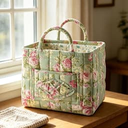 Bloemen Opbergmand - Grote Gewatteerde Opvouwbare Mand met Handvatten - Baby Kledingmand Wasmand Organizer voor Auto, Thuis, Picknick - Meerkleurig - 1 Stuk — thumbnail 5