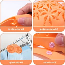 Delicate waszak voor bh's van siliconen met knoop - Bescherming voor bh's en lingerie tijdens het wassen in de wasmachine (32A tot 38D) - Ideaal voor ondergoed en kleding in de wasmachine (Oranje) — thumbnail 4