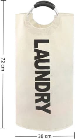 1 stuk - Handwaszak van stof - Wasmand van Oxford-stof - Opvouwbare opbergtas voor speelgoed - 90 liter - Gebroken wit - 38*72 cm - Geschikt voor slaapkamers, kledingkasten en studentenkamers — thumbnail 5