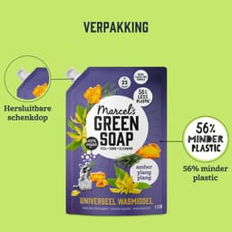 Marcel's Green Soap Universeel Wasmiddel Navulling - Amber & Ylang Ylang - 4 x 1L - 92 wasbeurten — thumbnail 3