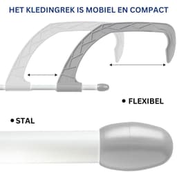 TIM® Wasrek Hangend Trapgat - Wasrek - Droogrek - Droogrek Trapgat - Droogrek Hangend - Wit - 49cm x 63cm x 17cm — thumbnail 4