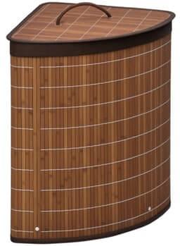 1 stuk - Wasmand - Inhoud 55 liter - Met afneembaar deksel - Geschikt voor opslag en badkamer - 38 cm x 38 cm x 57 cm - Bruin — thumbnail 3
