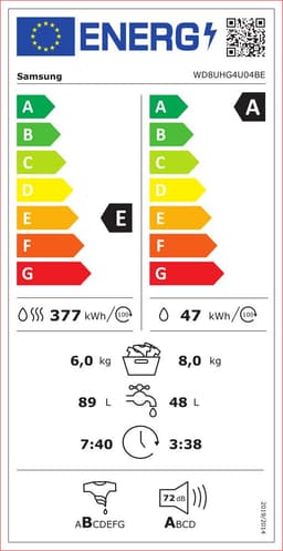 Samsung WD8UHG4U04BEEN - Was-droogcombinatie - 1400rpm - Energieklasse A - Wit - 5 jaar garantie in Nederland — thumbnail 2