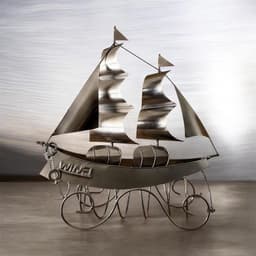 Schip, Wijnfleshouder, Metalen Fleshouder, Decoratieve Schip Fleshouder — thumbnail 1