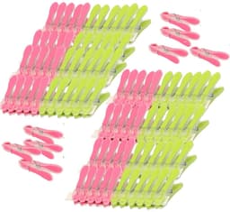PlasticForte Wasknijpers - 96x - groen/roze - kunststof /metaal - 8 cm - was ophangen — thumbnail 1