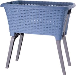 Bathroom Solutions wasmand op poten - 2x - donkerblauw - 35 ltr - 60 x 40 x 28 cm - Wasgoedmanden — thumbnail 2