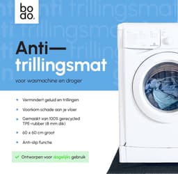 Bodo® - Stapelkit & Anti trillingsmat voor Wasmachine en Droger - Tussenstuk met uitschuifbare plank - Wit — thumbnail 2