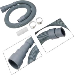 Afvoerslang Verlengset - Wasmachine Vaatwasser Slang - Apparatuur Plaatsen - Inclusief Connector Klemmen - Tot 200cm Lengte - Grijs — thumbnail 2