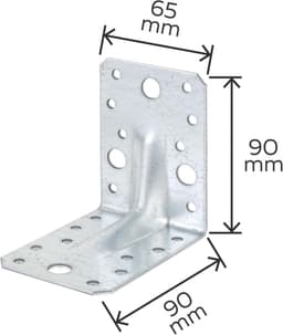 Hoekanker Extra Sterk - Verstevigingshoek - Houtbouw Versterken - Sendzimir Verzinkt - 90x90x65 mm — thumbnail 3
