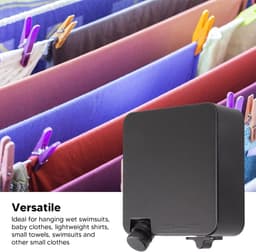 Intrekbare Waslijn - Kledinglijn Uittrekbaar - Kleding Drogen - Roestvrij Staal - 6 Meter - Zwart — thumbnail 3