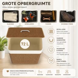 Celestul Wasmand met Deksel 72L – Bamboe Wasmand met Uitneembare Binnenzak en Handgrepen – Opvouwbare Wasbox voor Badkamer, Slaapkamer en Wasruimte – Bruin — thumbnail 5