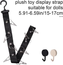 Dailygoods- Poppen Organizer 66 cm - Hangende Knuffeldierketting - 8 Metalen Clips - 2 Extra Haken - Stof/Plastic - Voor Organiseren Speelgoed - Knuffelorganizer — thumbnail 3