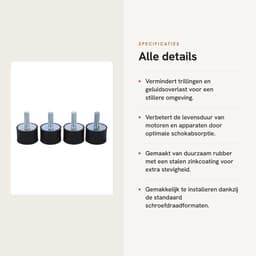 Dailygoods- Schokdemper Rubber - Trillingsdempers - Silent Block Isolator - Cilindrische Beugels - Pack van 4 - Zwart/Zilver - Trillingsdemper — thumbnail 2