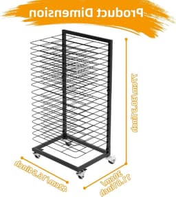LIVIA HOME- Fotodroogrek Mobiel met 18 Planken - Vergrendelbare Wielen - Functioneel Design - Opbergoplossing voor Kunstwerken - Afmetingen 42 x 30 x 77 cm - Droogrek — thumbnail 5