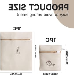 Set van 2 wasnetten voor delicate kleding, ondergoed en schoenen - Reiswaszak met rits voor optimale bescherming — thumbnail 4