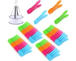 48 Stuks Kleurige Plastic Wasknijpers voor Handdoeken, Broeken, Ondergoed en Sokken - Sterke Klemmen voor Waslijn en Kledinghangers