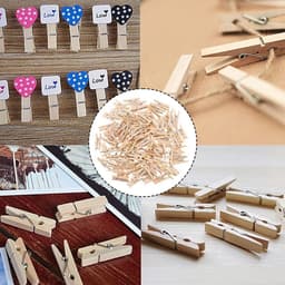 TOVBMUP 100 stuks natuurlijke kleine houten wasknijpers - decoratieve wasknijpers - mini natuurlijke decoratieve wasknijpers - voor doe-het-zelf - kleine houten wasknijpers voor foto's fotowand — thumbnail 2