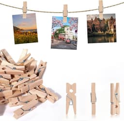 200pcs Mini Clothes Pegs - 26mm Kleine Houten Clips - Foto Klemmen - Kantoor Benodigdheden voor Klassenlokalen - Wanddecoratie voor Foto's — thumbnail 1
