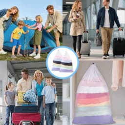 Set van 2 waszakken met trekkoord, duurzaam en slijtvast, ideaal voor wasmachine en schoenen reinigen, voorkomt klitten en schade — thumbnail 3