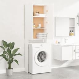 Gecheer Washing Machine Cabinet, Bathroom, Toilet, Dryer, Shelf Furniture, Washing Machine, Cabinet, Shelf, Bathroom Organizer, White, 64 x 25.5 x 190 cm — thumbnail 3
