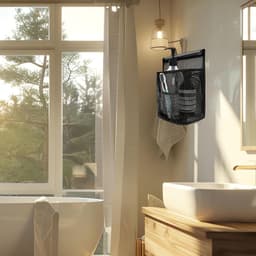 Hanging Bag voor Kledingknijpers, Opbergzak voor Squeegee en Doucheaccessoires, Ideaal voor Wasruimte en Balkon, Zwart — thumbnail 2