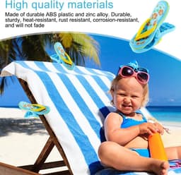 Strandhanddoekclips - 4 stuks - strandslippers - handdoek klem - Strandlaken klem - Knijpers - Handdoekknijpers - Winddicht - voor strandstoelen, wasgoed, badhanddoek - Blauw — thumbnail 5