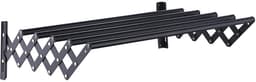 Wanddroogrek - 43 cm grote capaciteit - Roestvrij, telescopisch en opvouwbaar - Eenvoudige installatie - 5 droogstangen - Ruimtebesparend - Geschikt voor wasruimtes - Zwart — thumbnail 1