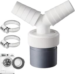 Dubbele Y-adapter voor afvoer met slangklem, aansluitingen van 18-24 mm en 40 mm buis, ideaal voor vaatwasser, wasmachine en droger (3 stuks) — thumbnail 1