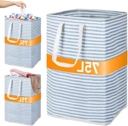 Grote Vouwbare Wasmand van 75L - Waterdichte Opbergmand voor Kleding, Speelgoed en Handdoeken in Badkamer en Wasruimte, Blauw — thumbnail 1