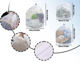 Dailygoods- Wasnet Set van 3 - Herbruikbare Wasnetten - Grofmazig Mesh - Maten 30x40/40x50/50x60 cm - Ademend Ontwerp - Koordstopper - Waszak — thumbnail 2
