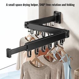 Dailygoods Aan de muur gemonteerd opvouwbaar droogrek, intrekbare kledinghanger, opvouwbare aluminium kleding voor balko — thumbnail 3