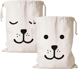 Waszak met trekkoord - 60 x 50 cm - Waszakken - Waszak groot - Laundry bag - Waszakken voor wasgoed - Opbergtas - voor kleding, speelgoed - 2 Stuks - wit — thumbnail 1