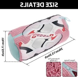 Waszak voor Schoenen - Herbruikbare Wasnet voor Sneakers en Sportschoenen met Rits - Bescherming en Onderhoud voor je Schoeisel in Roze Rood — thumbnail 5