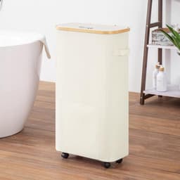 Hoge Wasmand op Wielen met Deksel - Grote Slimme Opbergmand voor Vuile Was — thumbnail 5