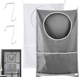 Hanging waszakken set van 2, 77x50cm, wasmanden voor het ophangen van kleding, inclusief roestvrijstalen en zelfklevende haken voor thuisgebruik — thumbnail 1
