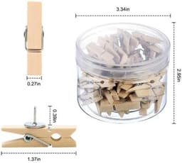 Houten Clips met Spelden - Klembord Spelden - Foto's Ophangen - Natuurlijk Hout - 50 stuks - Houtkleur — thumbnail 3
