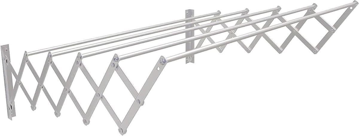 Uitschuifbare Waslijn - Opvouwbaar Wasrek - Kleding Drogen - Roestvrij Aluminium - 140 cm - Zilverkleurig — afbeelding 1