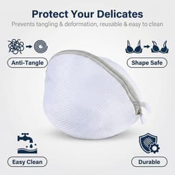 Pakket van 4 kledingfillets voor bh en onderkleding, halfronde zakken 18x16 cm, beschermen de gevoelige kleding voor de wasmachine — thumbnail 3