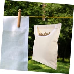 Wasknijper Opbergtas - Wasknijper Zak - Wasknijpers Opbergen - 360 Graden Draaibare Haak - 35x27x1CM - Beige — thumbnail 4
