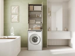 Wasmachinekast - Badkamerkast Hoge Kast - Opbergen Wasmiddelen - Vochtbestendig Krasvast - 210 x 65 cm - Beige — thumbnail 4