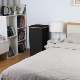 Grote wasmand met deksel, 100 L, vuile mand met handgrepen van bamboe, voor kleding, wasbak Laundry basket XXL, opvouwbaar, met binnenzak met Deksel | Wasbare wasmand | Handdoekopslag | Hamer | Wasbak | Badkameraccessoire — thumbnail 5