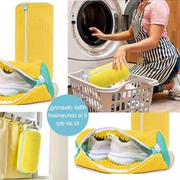 Hergebruikbare en Duurzame Waszak voor Sportschoenen en Netjeschoenen - 19 x 39 cm Geel, Ideaal voor de Wasmachine — thumbnail 3