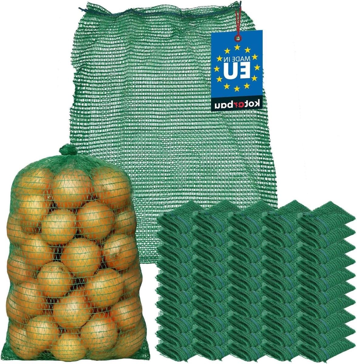 Raschelzak - Aardappelzak Fruitzak - Verse Opslag - Optimale Luchtcirculatie - 35 x 50 cm - Groen — afbeelding 1