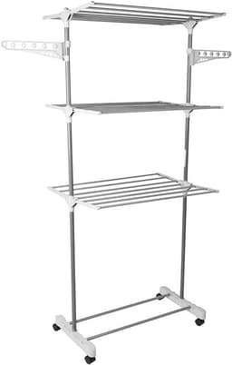 Wasrek Droogtoren - Kledingrek - Kleding Drogen - Roestvrij Staal - 75 x 44 x 158 cm - Wit — thumbnail 1