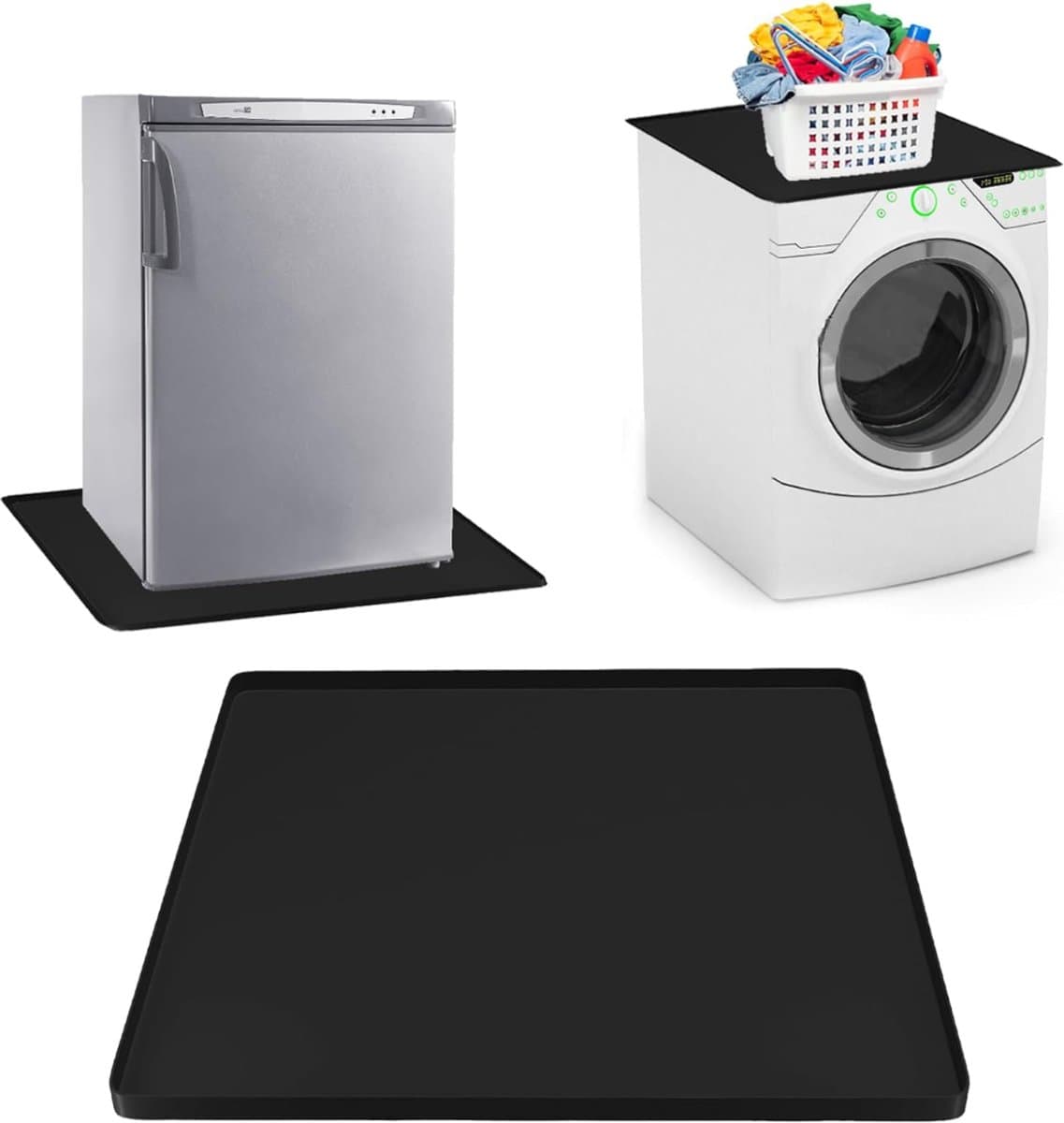RONN® Lekbak Wasmachine - Lekbak - Anti Trillingsmat Wasmachine - Lekbak Wasmachine- Lekbak Wasmachine Universeel - Zwart- 60cm x 60cm x 2cm — afbeelding 1