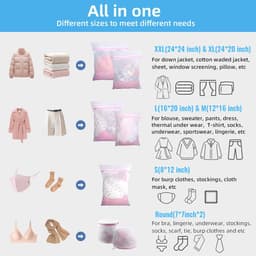 Waszakken Set 7-delig – Fijnmazig – Herbruikbaar – Beschermt Delicate Kleding – Voor Wasmachine en Reizen – Verschillende Maten – 7 Stuks – Wit — thumbnail 2