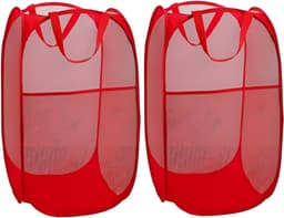 Opvouwbare Wasmand - Opbergmand 40L - Compact & Handig - Reis accessoires - Vakantie benodigdheden - Rood — thumbnail 3