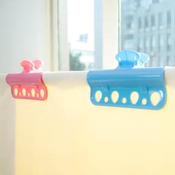 Wasknijpers - 6 Stuks - Wasrek - Knijpers - Wasgoedknijpers - Stevig - Anti Windknijpers - Handdoek Clips - Was Ophangen/Uithangen Knijpers - Multifunctionele - Poreuze - Outdoor En Vakantie Zomerartikelen - Blauw/Roze/Groen — thumbnail 2