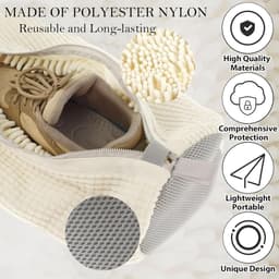Schoen Wassen zak - Waszak Schoenen - sneakerwaszak - Polyester - 39*19 cm - wit en grijs - herbruikbare - verhoogde wrijving aan de binnenkant - voor schoen verzorging — thumbnail 2